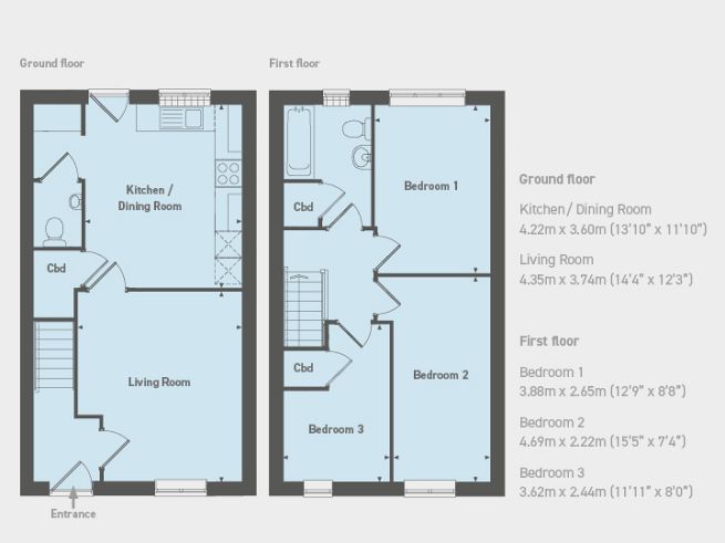 Floor plan 3 bedroom house - artist's impression subject to change